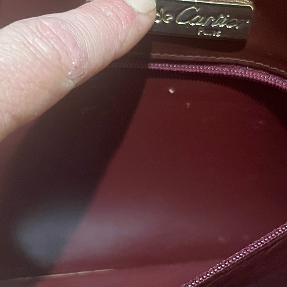 Large Leather Vintage Burgundy Cartier Clutch w/added carry chain